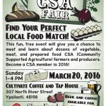 CSA Fair – Sunday, March 20 at Cultivate Coffee & TapHouse CSA Fair – Sunday, March 20 at Cultivate Coffee & TapHouse